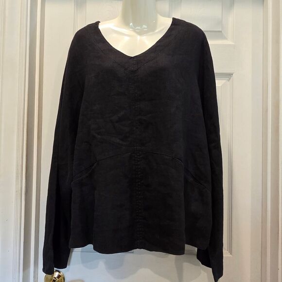 Chico's Linen Top, Black Size 3 (16-18) - Picture 1 of 9